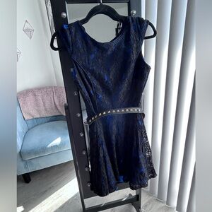 Princess Vera Wang Blue and Black Lace Juniors Dress